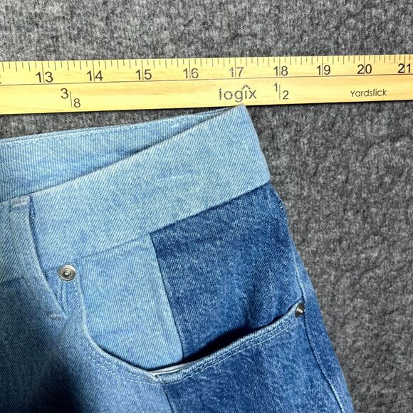 Good American Womens Blue Icon Patchwork Denim Straight Jeans 15 90s 34x27.5 - Picture 9 of 10